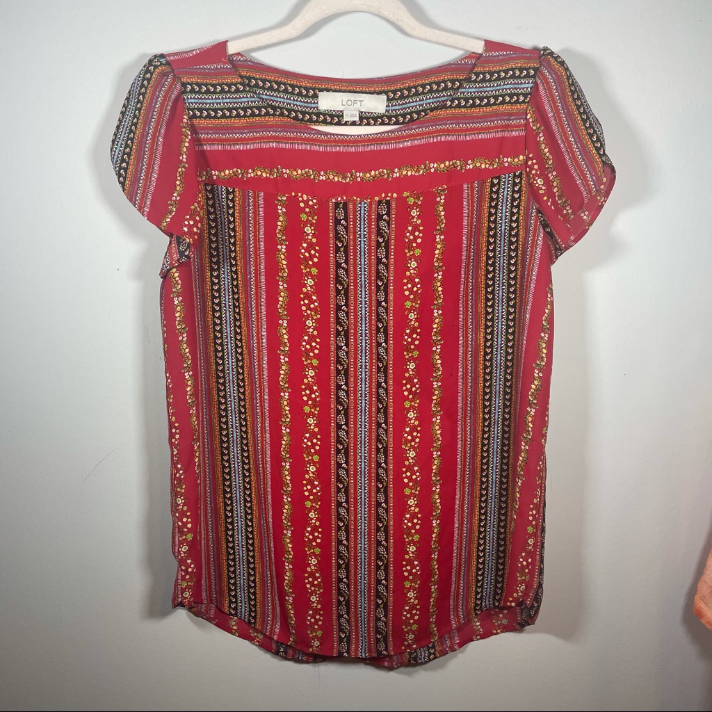 Loft Red Patterned Blouse